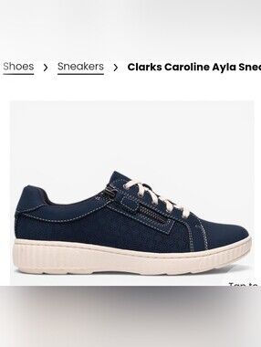 Clarks Navy Leather Women's Casual Lace-Up Sneaker with Side Zip